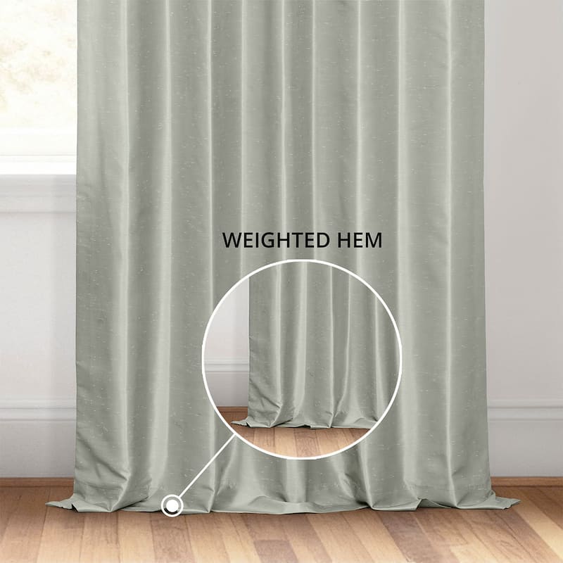 Exclusive Fabrics Solid Vintage Textured Faux Dupioni Silk Pleated Blackout Curtain (1 Panel)