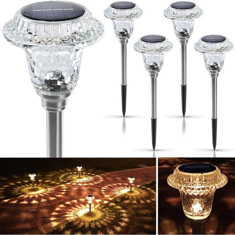 4 Pack Solar LED Landscape Lights, Waterproof Outdoor Pathway, Garden, Yard, or Lawn Lighting - N/A - 4 Lights
