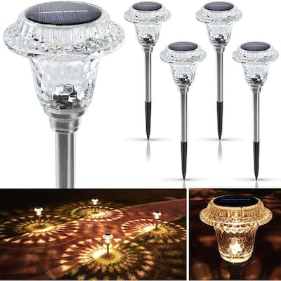 4 Pack Solar LED Landscape Lights, Waterproof Outdoor Pathway, Garden, Yard, or Lawn Lighting - N/A