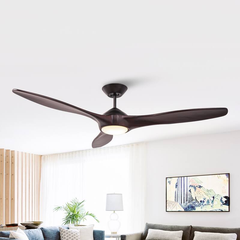60" Oil Rubbed Bronze Large Ceiling Fan with Light and Wall Control - 60-inch W x 13.8-inch H