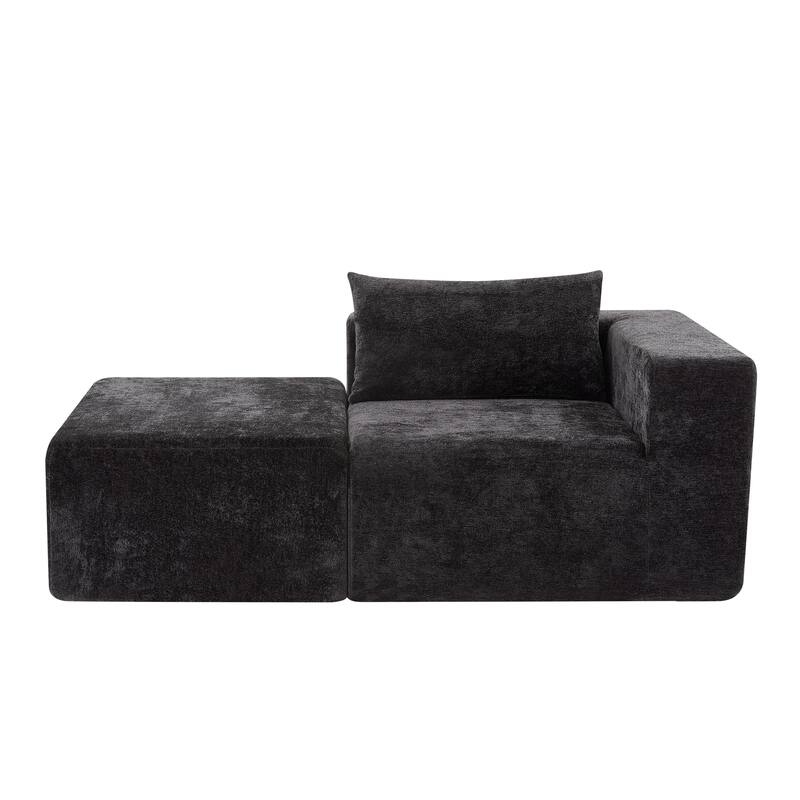 Christopher Knight Home - Adaline Modern Fabric Modular Sectional Sofa with Pillow Back and Ottoman
