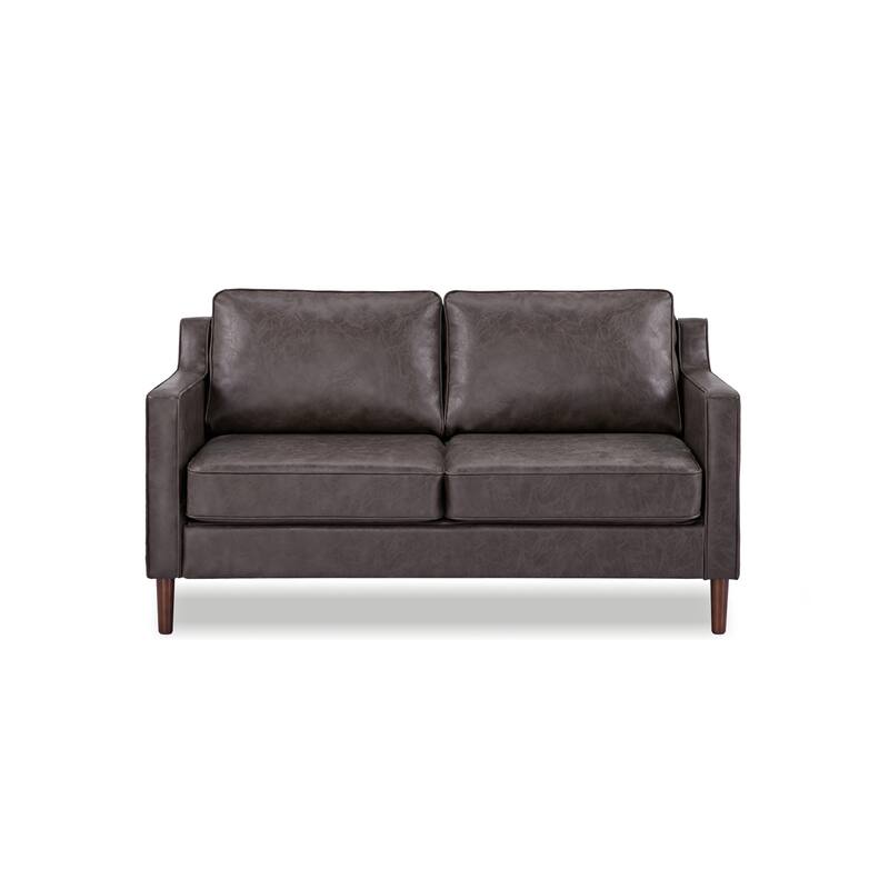 Artdeco Home - Sedona Modern Loveseat Sofa, Faux Linen / Vegan Leather Couch