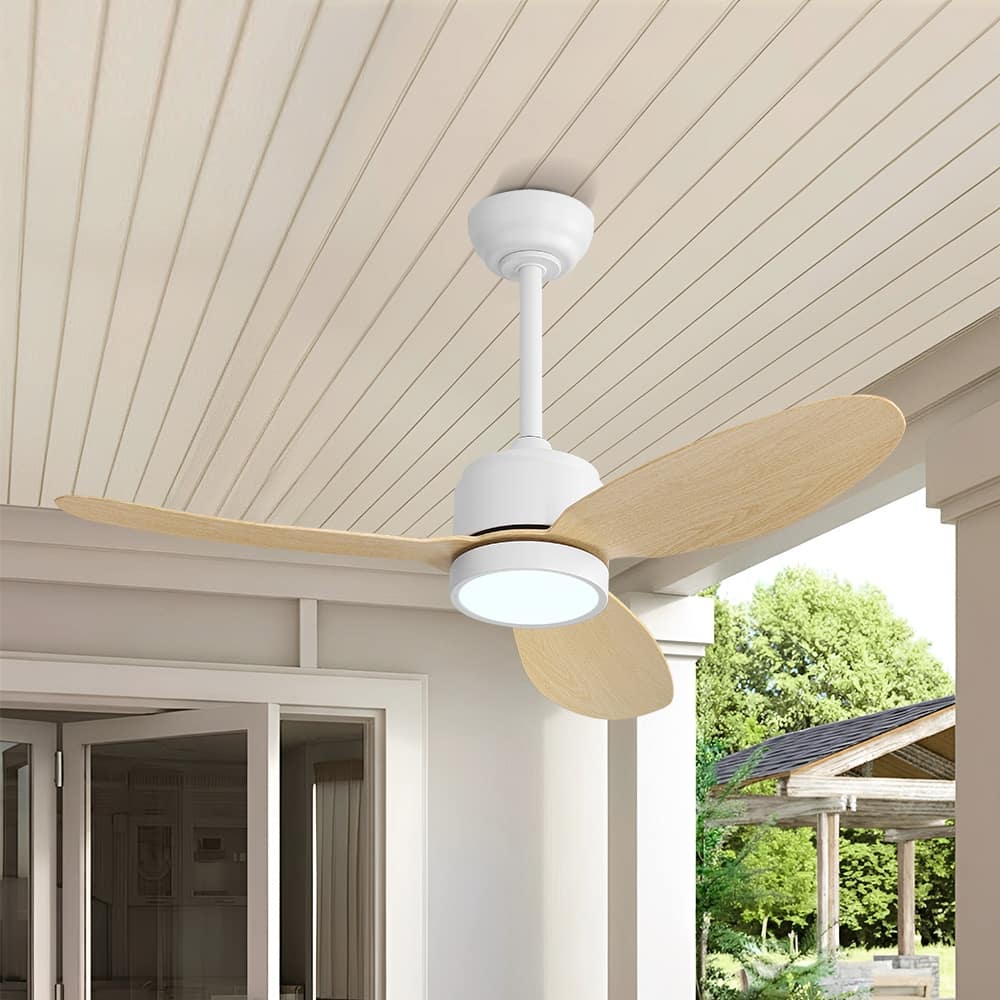 MLiAN 42 in 3 ABS Blades Indoor and Outdoor Ceiling Fan with Integrated LED and Remote Downrod