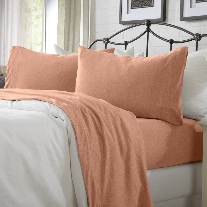 Premium Heathered Melange T-Shirt Jersey Knit Sheet Set