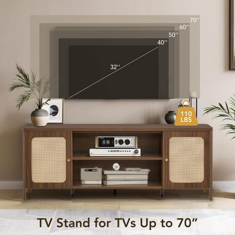 Spruce & Spring 62" Bohemian TV Stand Modern Media Console Entertainment Center