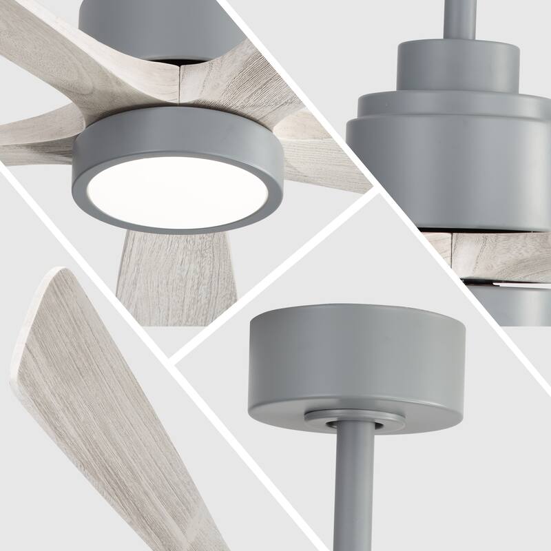 52 Inch Ceiling Fan with Blades 18W Three Color Dimmable Light Memory Function & Reversible Motor