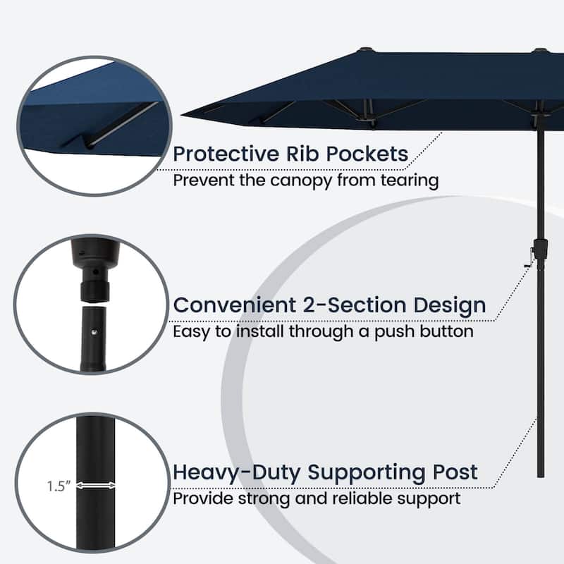 Costway 13 FT Large Patio Umbrella Outdoor Double-Sided Table Market - See Details
