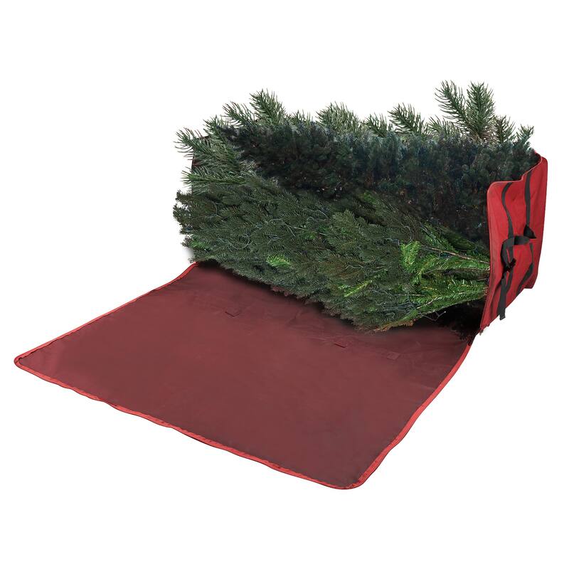 Elf Stor Red Christmas Tree Storage Bag Large 7.5 Ft Canvas Heavy Duty Zipper - Large, 7.5ft Tree