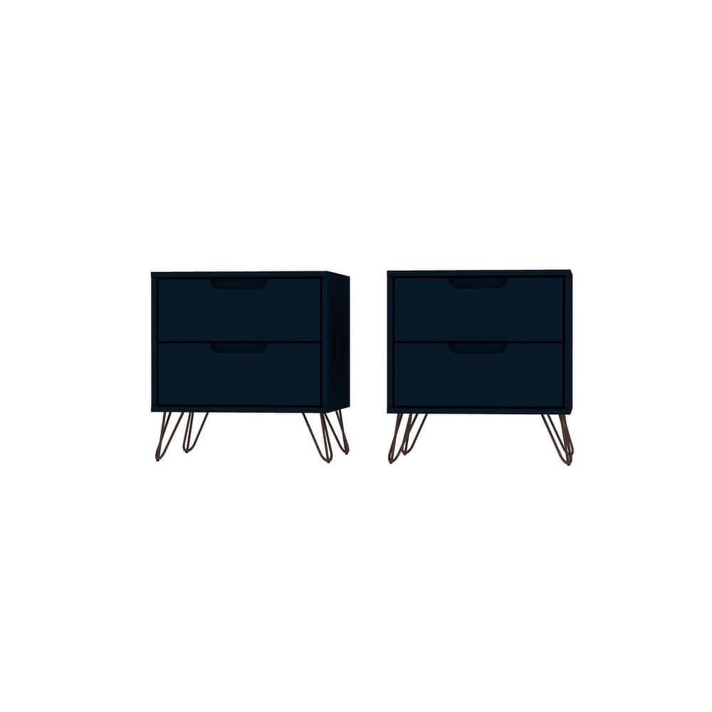 Manhattan Comfort Rockefeller 20" Nightstand (2-Drawer) - Set of 2
