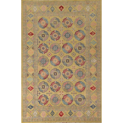 Geometric Kazak Area Rug Hand-Knotted Wool Carpet - 6'11" x 10'7"