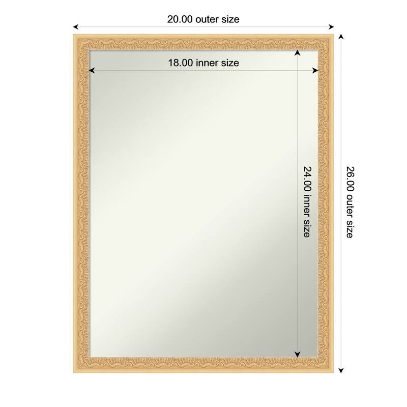 Bethany Non-Beveled Wood Framed Bathroom Vanity Wall Mirror - 20 x 26 in - Bethany Gold