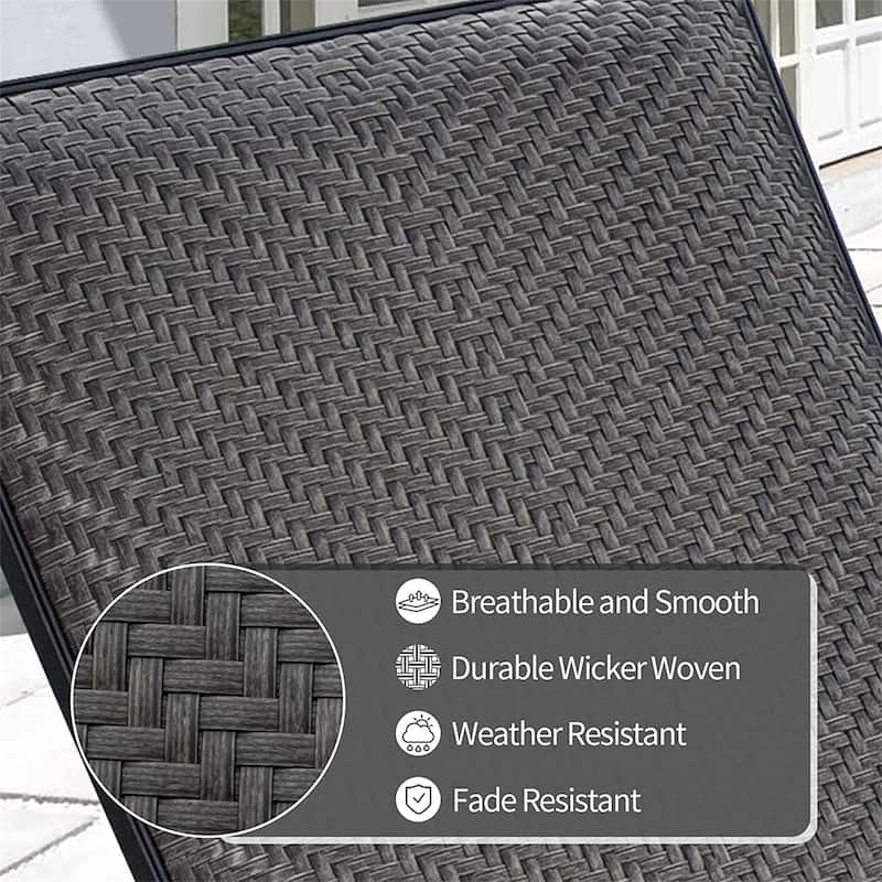 5 Adjustable Outdoor Aluminium PE Wicker Chaise Lounge Chairs in Dark Brown,Set of 2 - N/A