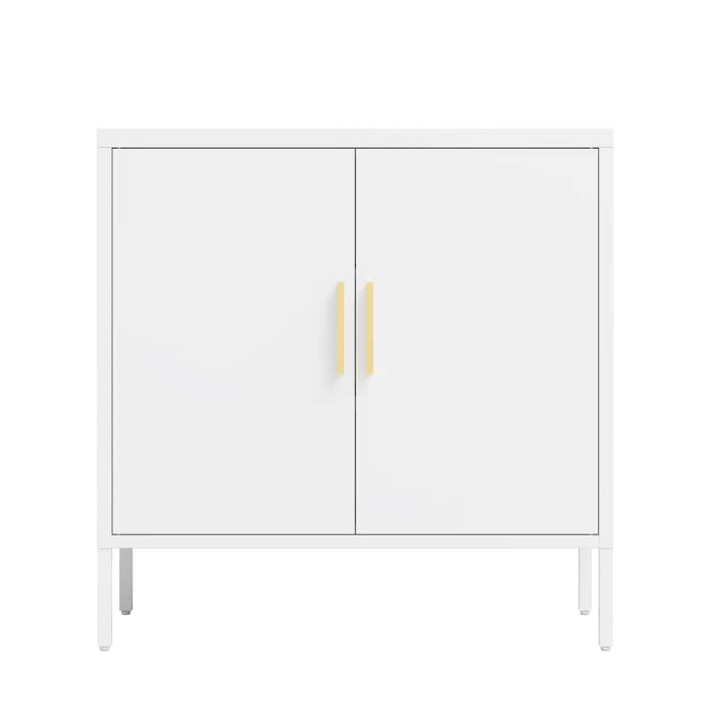 Metal Storage Cabinet with Doors and Adjustable Shelves, Steel Garage Storage Cabinet, Metal File Cabinet - White