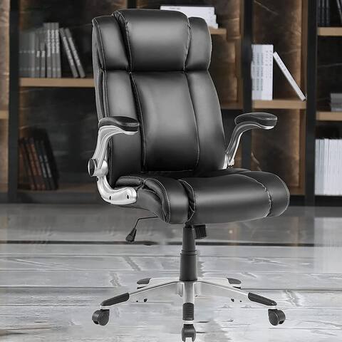 High Back PU Leather Executive Computer Office Desk Chair, Height Adjustable Swivel Tilt Armchair, 360-Degree Swivel