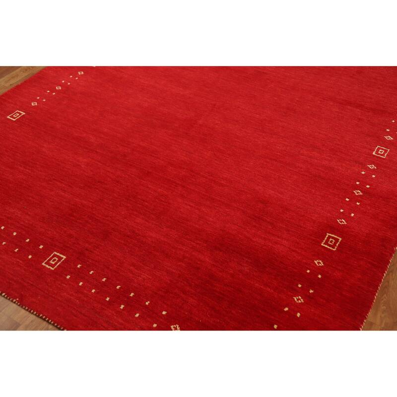 Tribal Red Gabbeh Indian Area Rug Hand-Knotted Wool Carpet - 5'10" x 7'9"