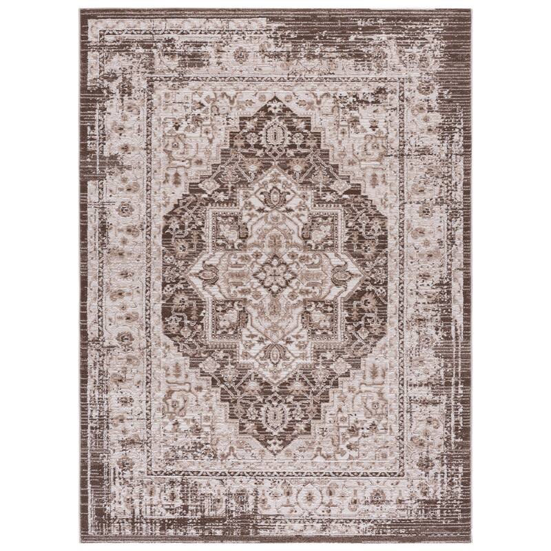 SAFAVIEH Chamber Maris Medallion Distressed Rug - 4' x 6' - Dark Beig/Beige