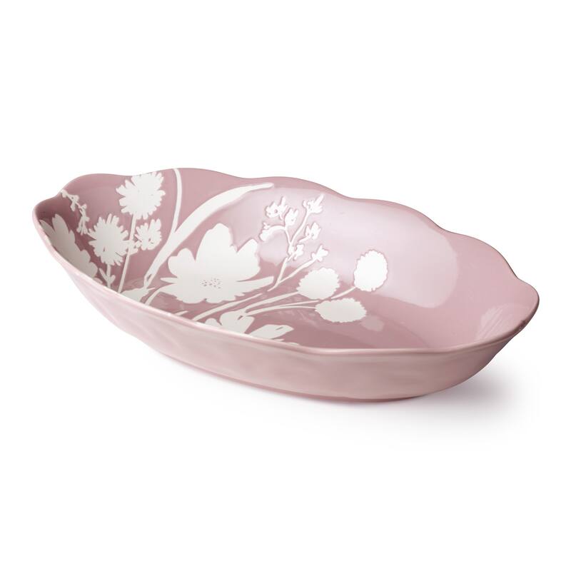 Certified International Wildflowers 36 oz. Wax Off Oval Bowl - 14.00"L x 8.75"W x 2.75"H