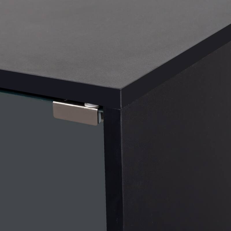 Roomfitters 4-Tier Shoe Display Cabinet, Stackable Wooden Shoe Storage Box with Glass Door and RGB LED Light