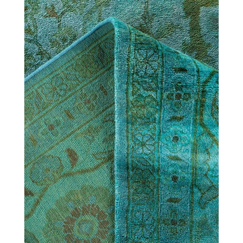 Overdyed, One-of-a-Kind Hand-Knotted Area Rug - Blue - 9' 1" x 12' 3"