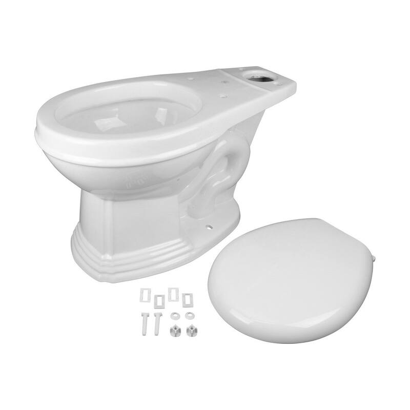 White Porcelain Round Toilet Bowl Part Only Sheffield with Plastic Slow Close No slam Seat and No Slip Bumper Renovators Supply
