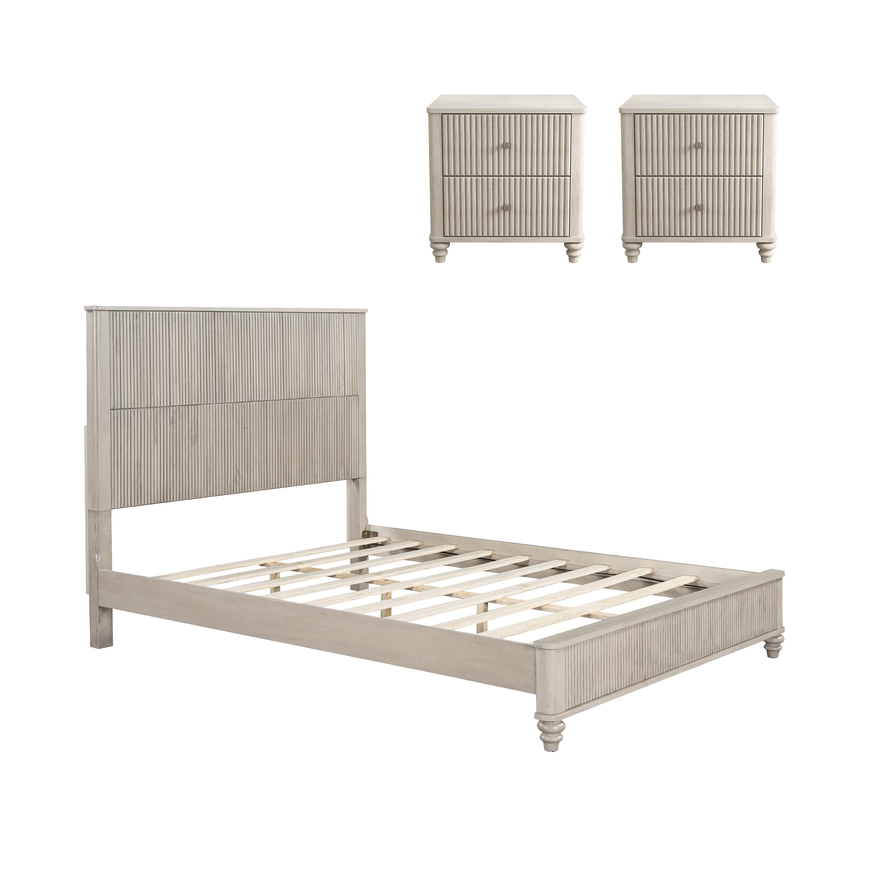 GDFStudio - Harrison Sturdy Solid Wood Bed Frame with Tall Headboard for Elegant Bedrooms