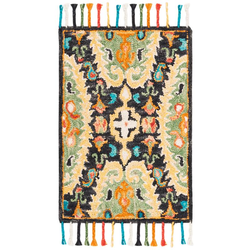 SAFAVIEH Handmade Blossom Hellevi Modern Floral Wool Rug - 2' x 3' - Charcoal/Gold