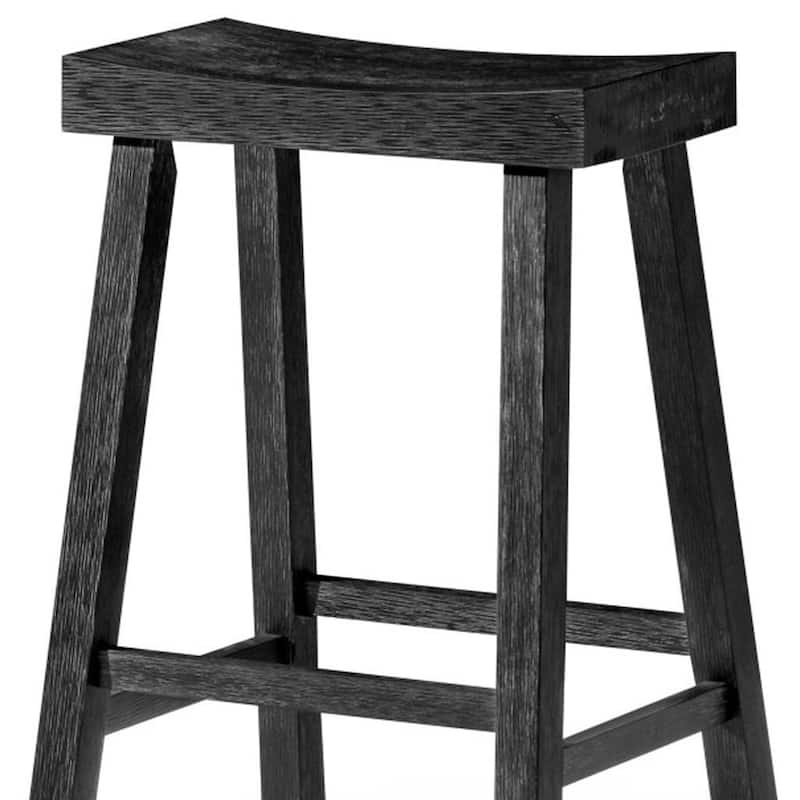 HomeRoots 27" Black Solid Wood Backless Counter Height Bar Chair