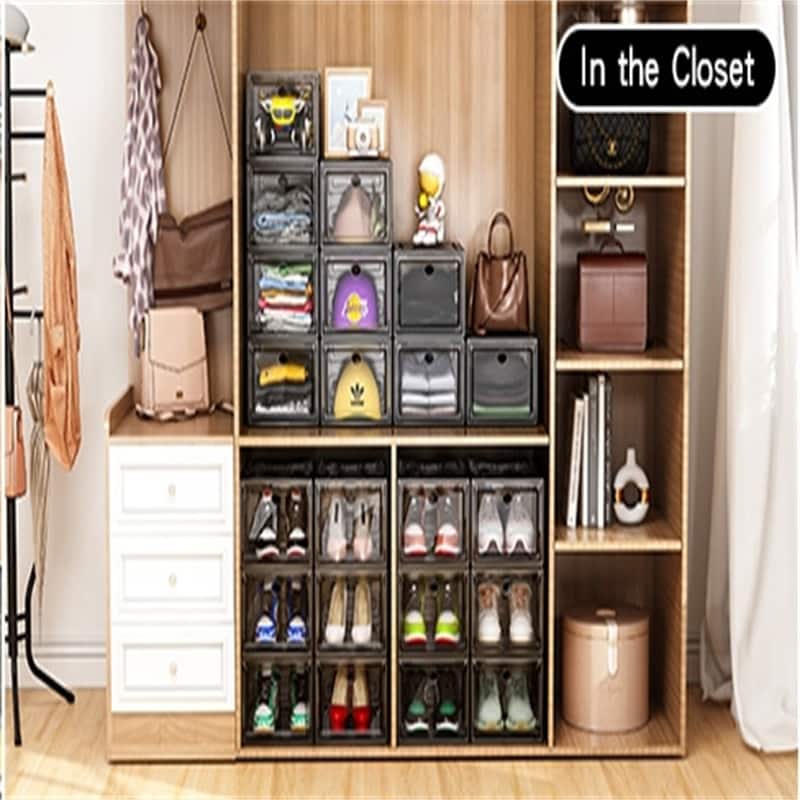 Clear Shoe Storage Organizer with Magnetic Door
