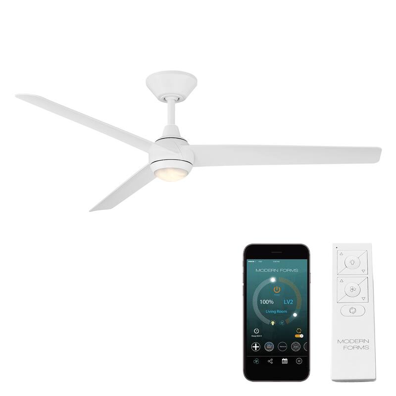 Pisces Indoor or Outdoor 3-Blade 54in Smart Ceiling Fan - Matte White - 54 Inches