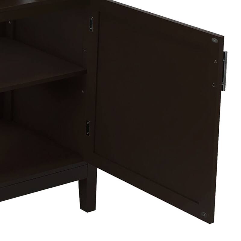 Classic Minimalist Wooden Sideboard with a Cabinet and an Open Storage Compartment