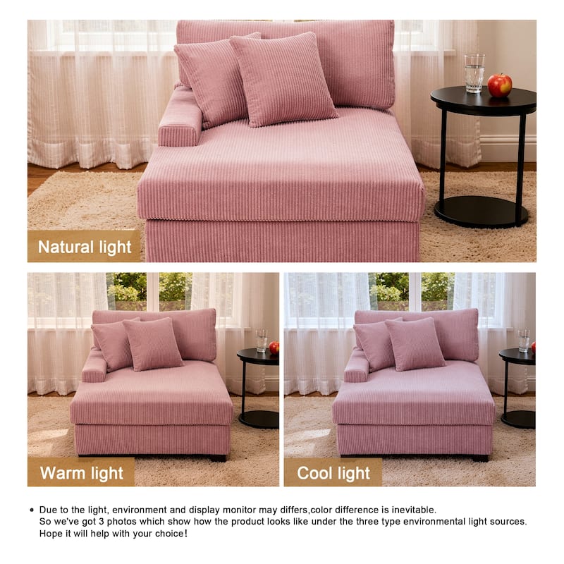 Modern Corduroy Indoor Chaise Lounge Couch with Pillows