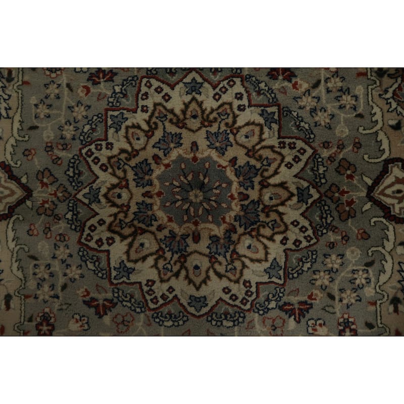 Hand Knotted Oriental 100% Wool Carpet Traditional Floral Greys & Charcoal Tabriz Area Rug - 6' 1'' X 4' 1''