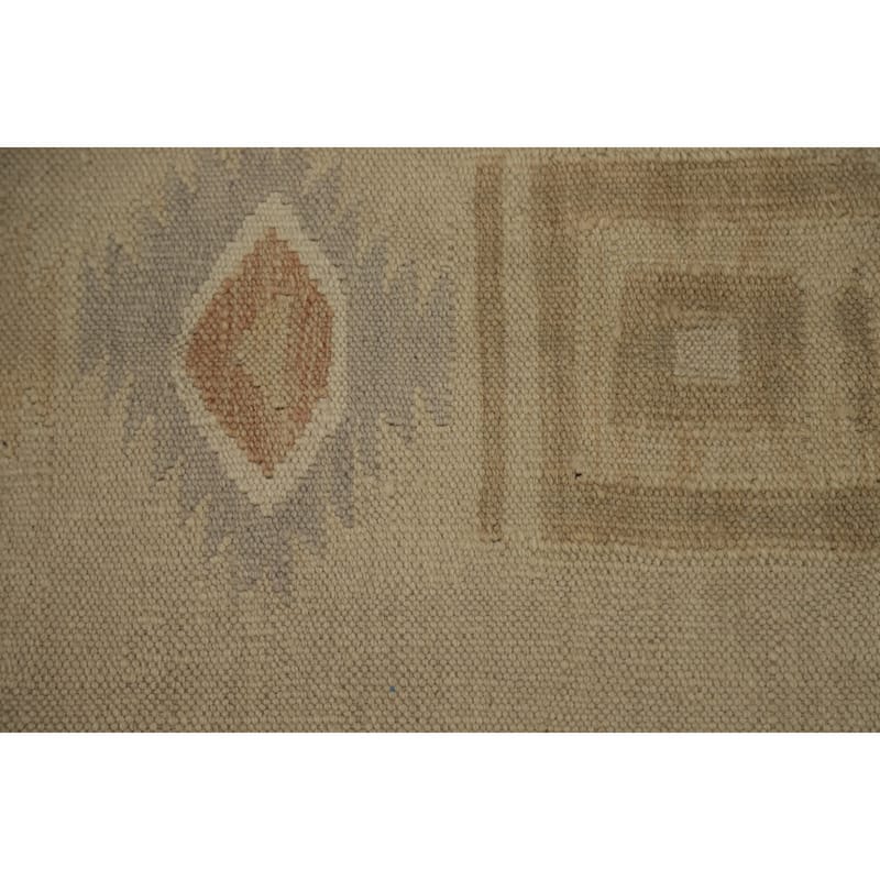 Hand Woven Oriental 100% Wool Carpet Southwestern Tribal Beige & Ivories Kilim Area Rug - 5' 10'' X 4' 2''
