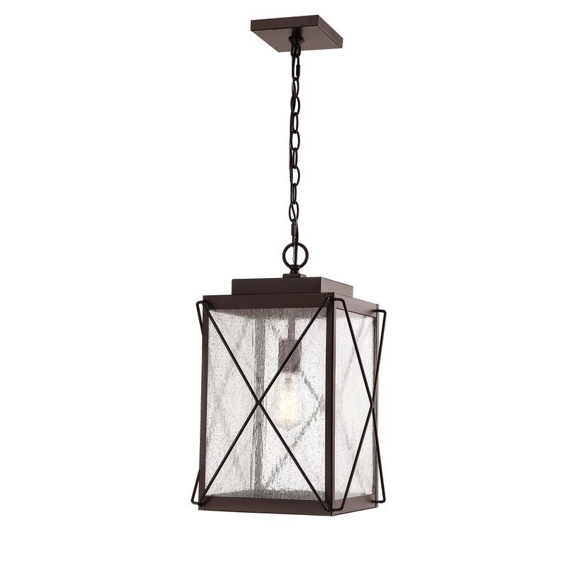 Millennium Lighting Robinson 1 Light Metal Outdoor Hanging Lantern With Clear Seeded Glass Shades - Powder Coat Bronze