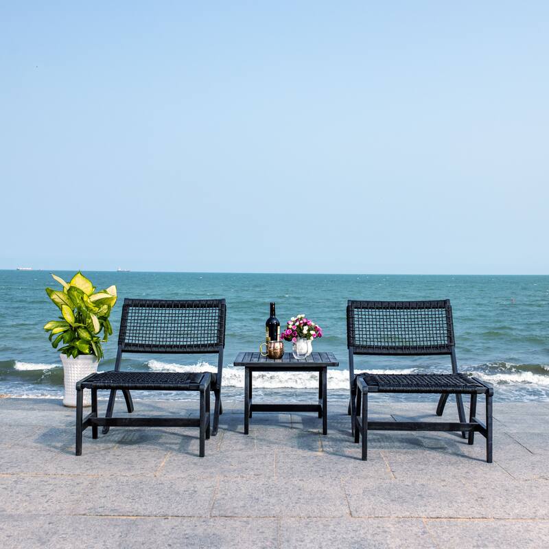 SAFAVIEH Lissy Acacia/ Rope Outdoor Chair & Table Set - 24W x 28D x 31H