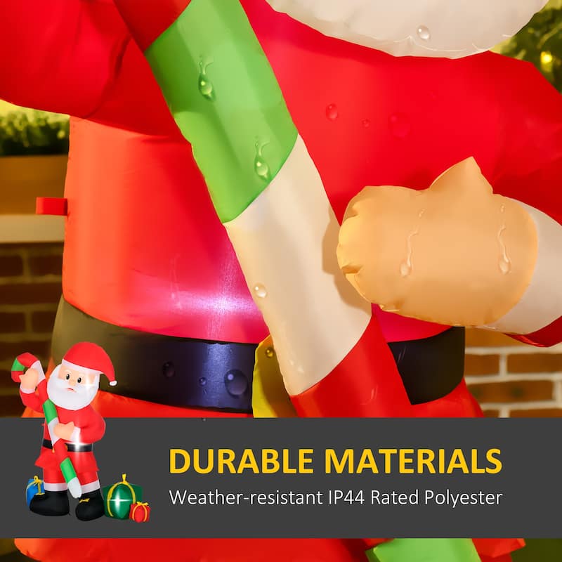 HOMCOM 6ft Christmas Inflatables Decorations Santa Claus with Candy Cane, Blow-Up Outdoor LED Yard Display