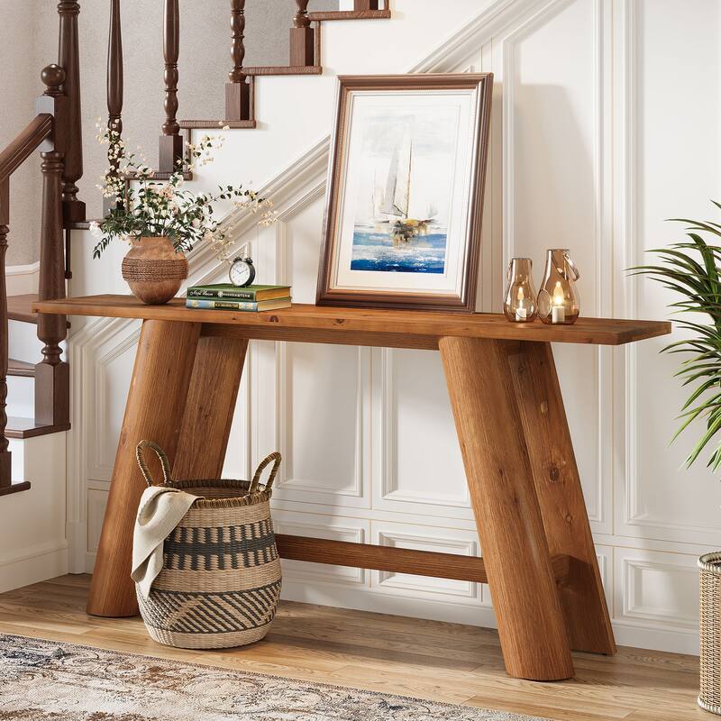 70.9" Long Farmhouse Solid Wood Console Sofa Table for Living Room