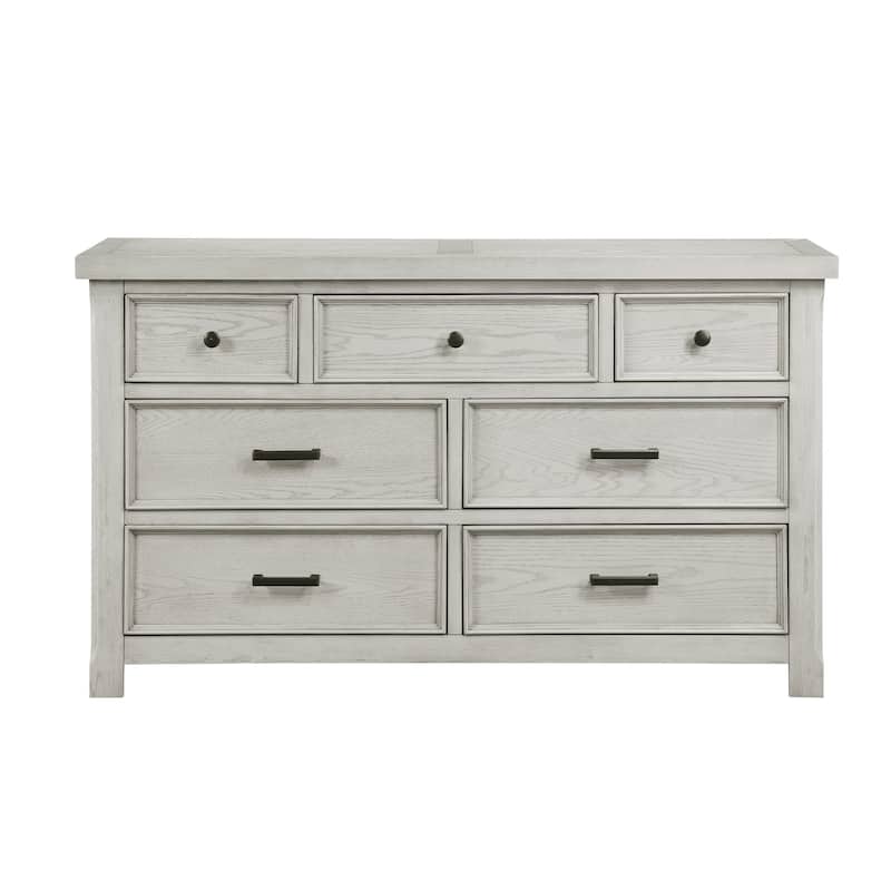 4pc Bedroom Set Panel Bed Dresser Mirror Chest Storage Wooden Furniture Light Gray Finish
