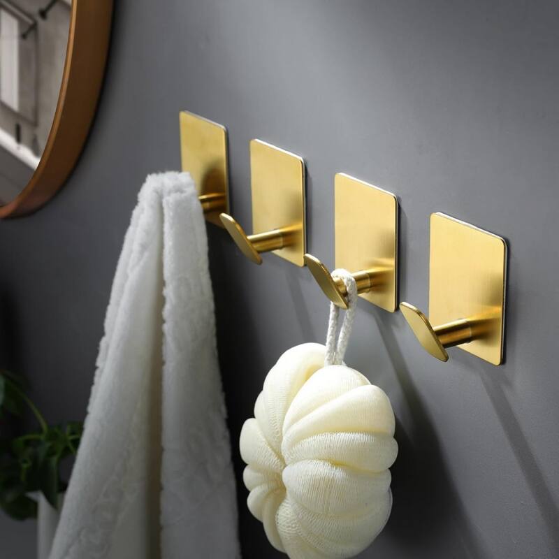 (Pack of 4) Adhesive Hooks Towel/Coat Hooks Stick to Bathroom or Kitchen