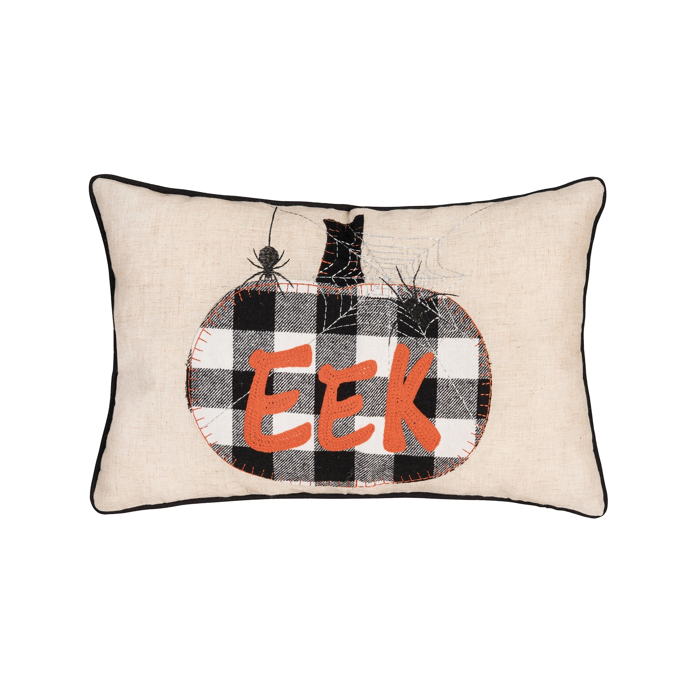 14" x 22" Franklin Black Eek Chain Stitch Halloween Throw Pillow