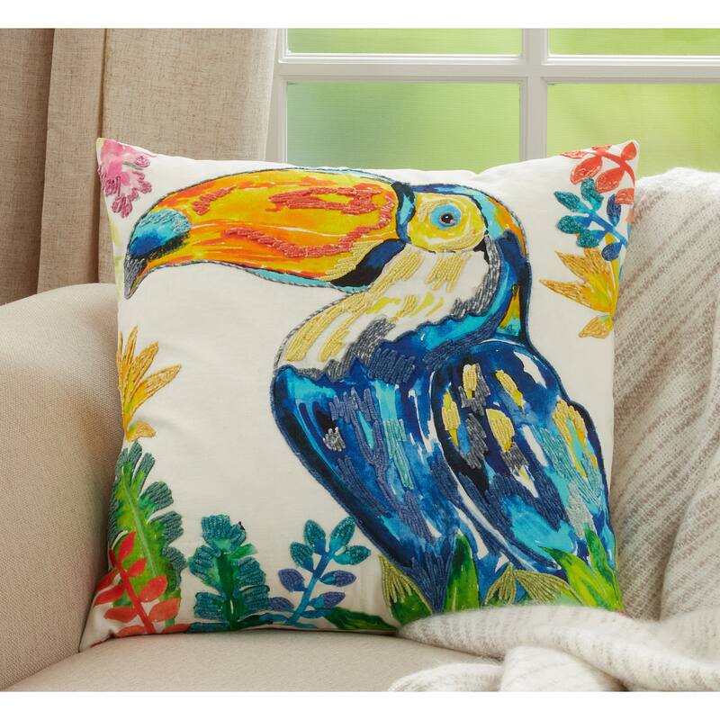 Throw Pillow With Toucan Design