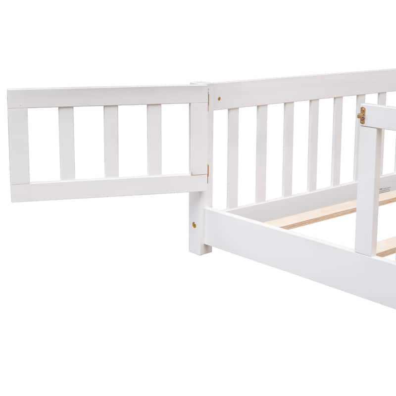Floor Platform Bed with Fence and Door