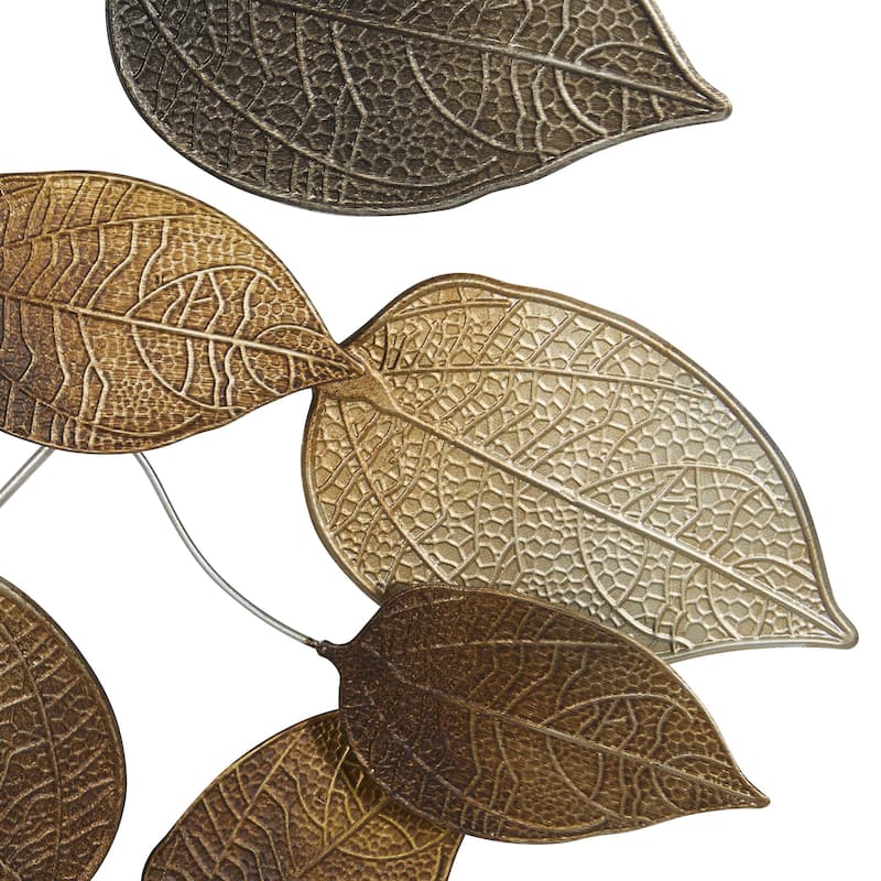 Metal Leaf Textured Home Wall Decor with Multiple Shades - Bronze - Roche River Decor