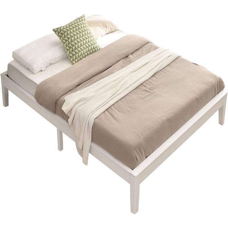 Twin Bed No Box Spring Required, Heavy Duty Platform Bed Frame With Headboard, Modern Bed Mattress Foundation Sleigh Bed With Solid Wood Slat Support For Adults Teens Children, L4726