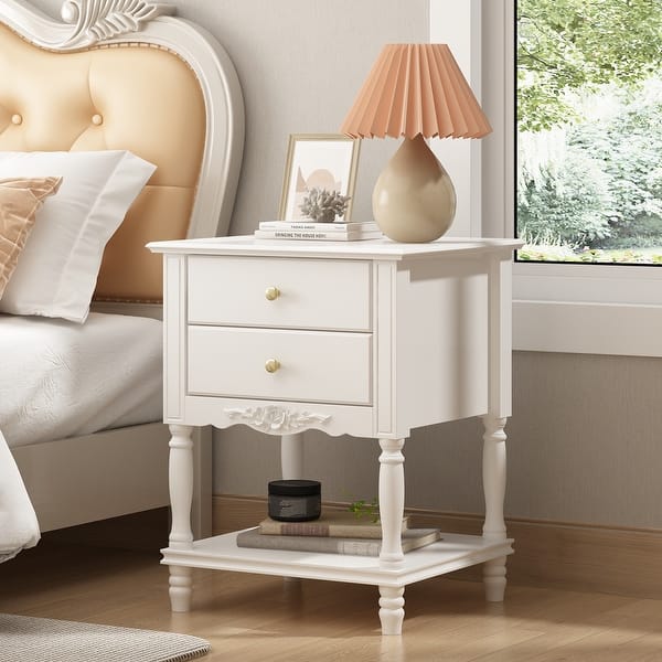 slide 2 of 13, Rustic Farmhouse Accent End Table Nightstand Side Table 2 Colors White/Black White