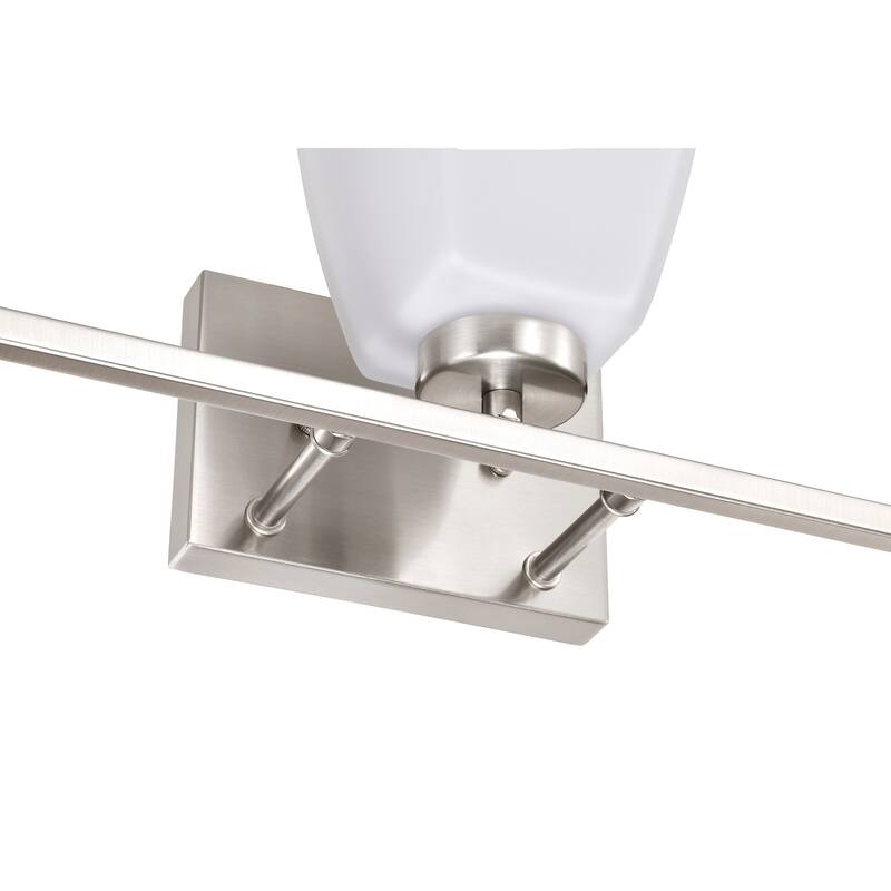 Brushed Nickel/Matte Black/Gold Modern 3-Light Vanity Light with Square Etched White Glass Shades