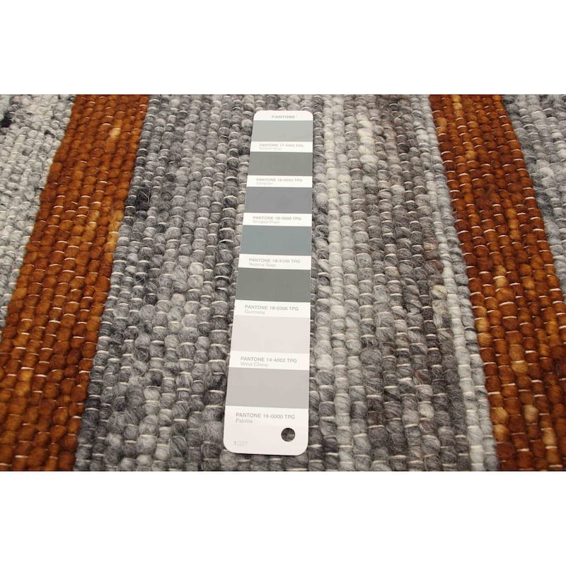 ECARPETGALLERY Braid weave Sienna Grey Wool Rug - 5'2 x 7'1