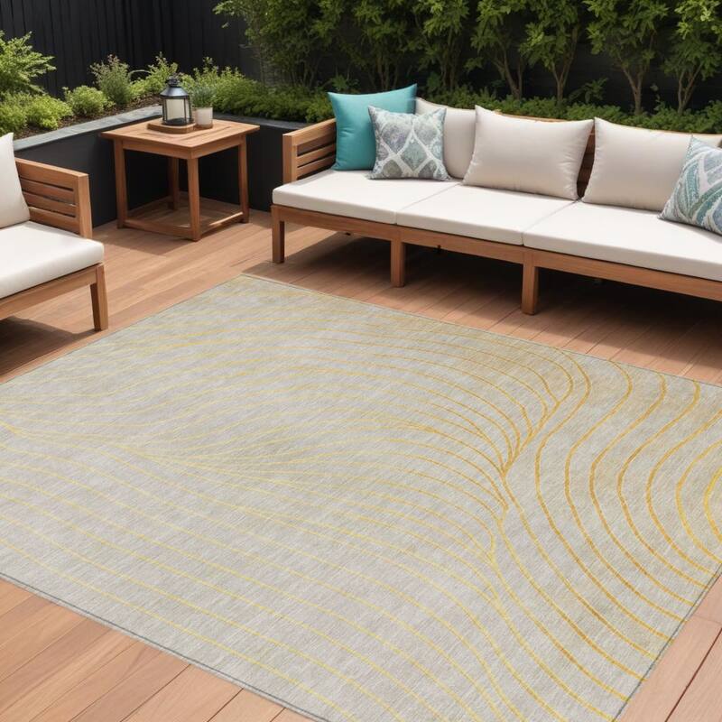 HomeRoots Abstract Transitional Rectangle Outdoor Rug - 8' X 10'