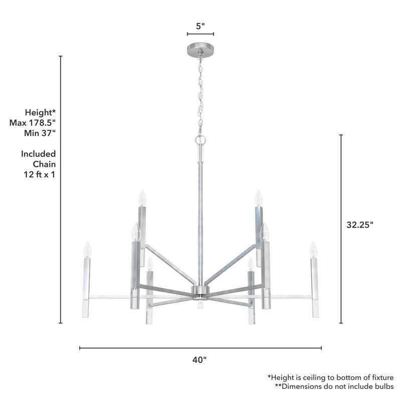 Hunter Sunjai 9-Light 2-Tier Chandelier - Entry, Dining Room, Living Room - Candle, Geometric, Contemporary, Glam