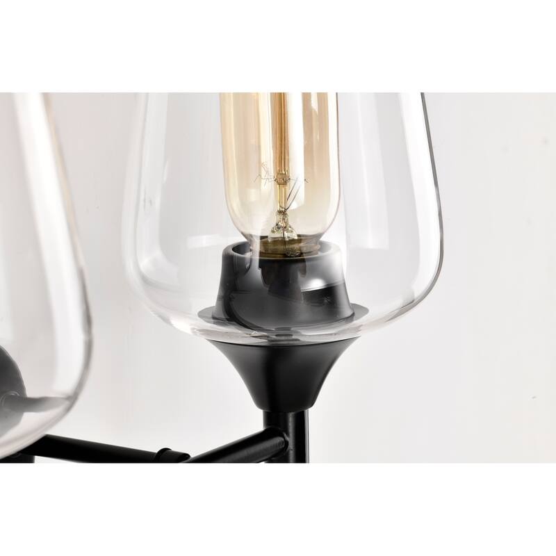 Matte Black 2-Light Modern Vanity Light with Clear Wine Glass Shades